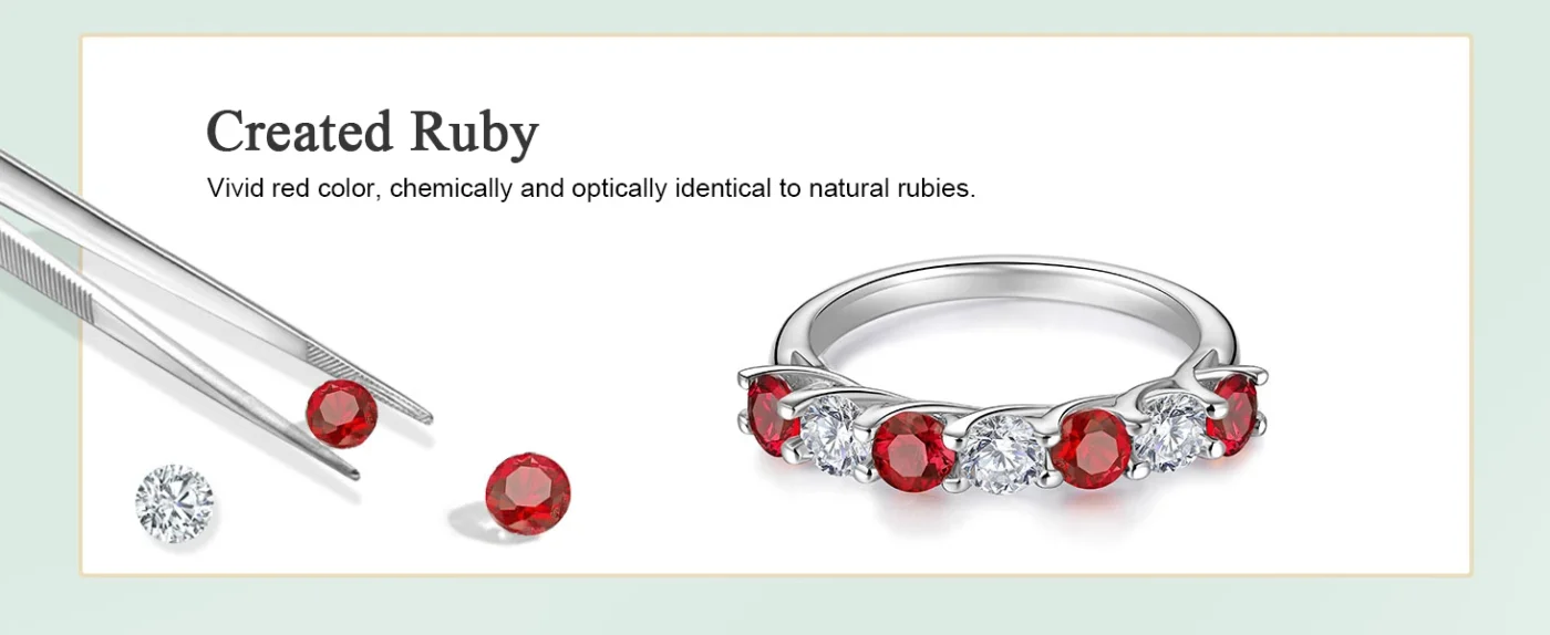 Sparkling Lab Ruby Half Eternity Band Moissanite Jewelry Women's Gift