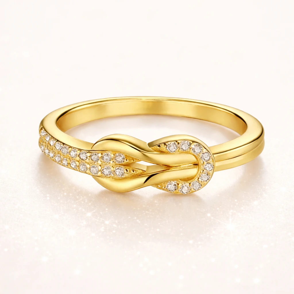 Unique Connection Knot Moissanite Wedding Band Rings in Three Colors