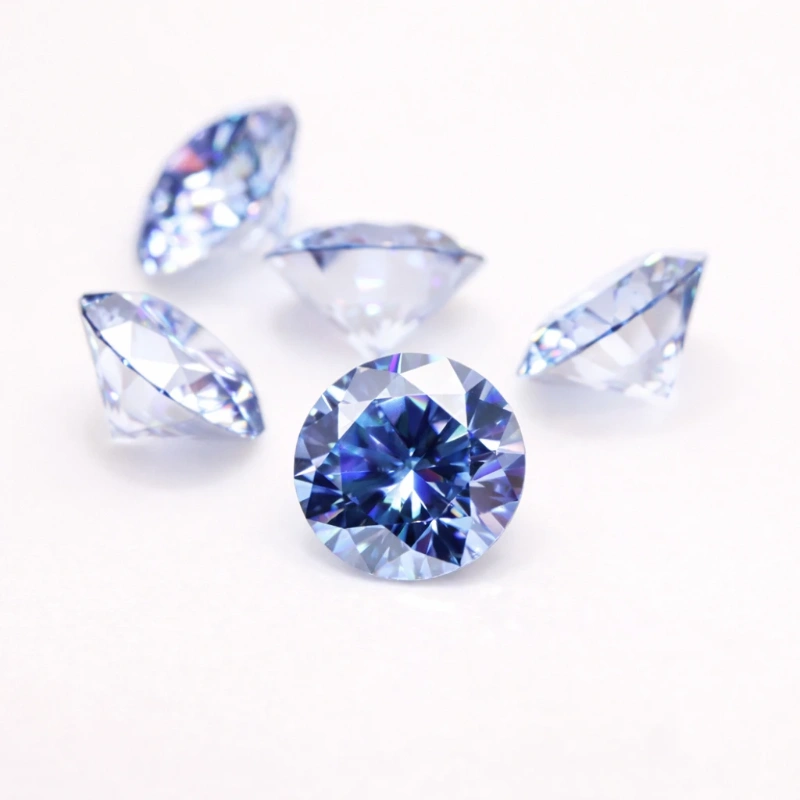 Advanced Round Cut Swiss Blue Moissanite Loose Stones Wholesale