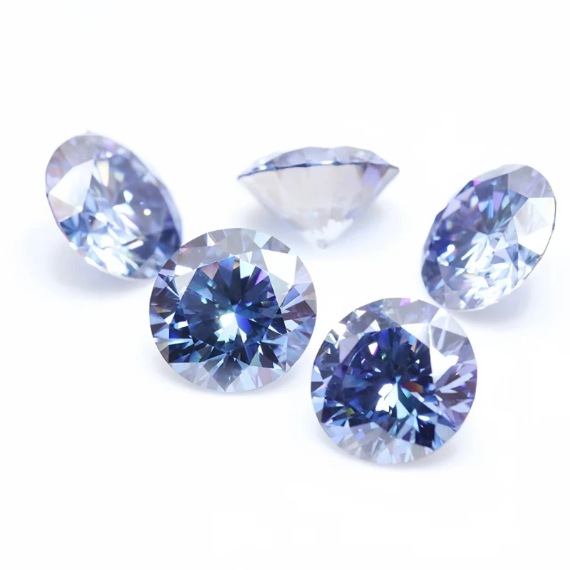 Advanced Round Cut Swiss Blue Moissanite Loose Stones Wholesale