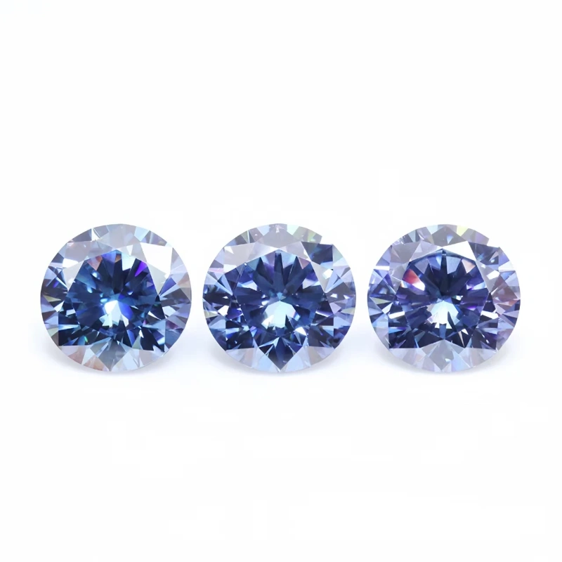 Advanced Round Cut Swiss Blue Moissanite Loose Stones Wholesale