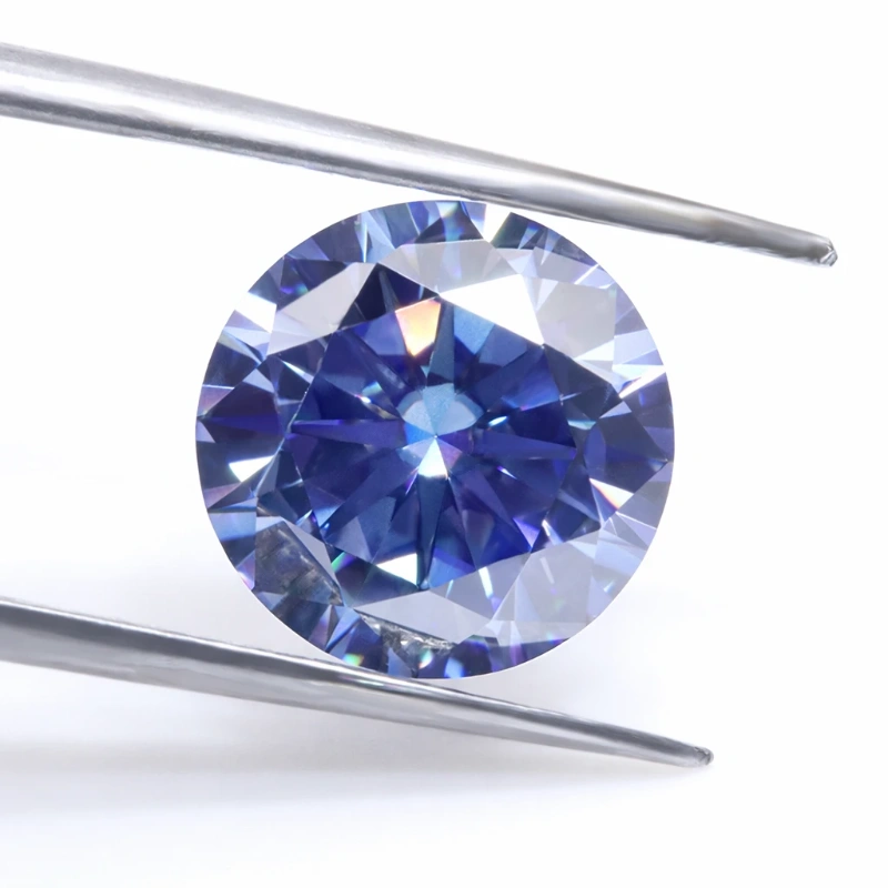 Advanced Round Cut Swiss Blue Moissanite Loose Stones Wholesale