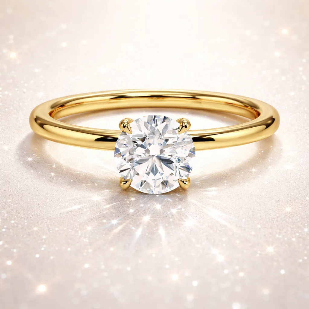 Classic 4-Prong Round Cut Moissanite Engagement Ring Solitaire Promise Band