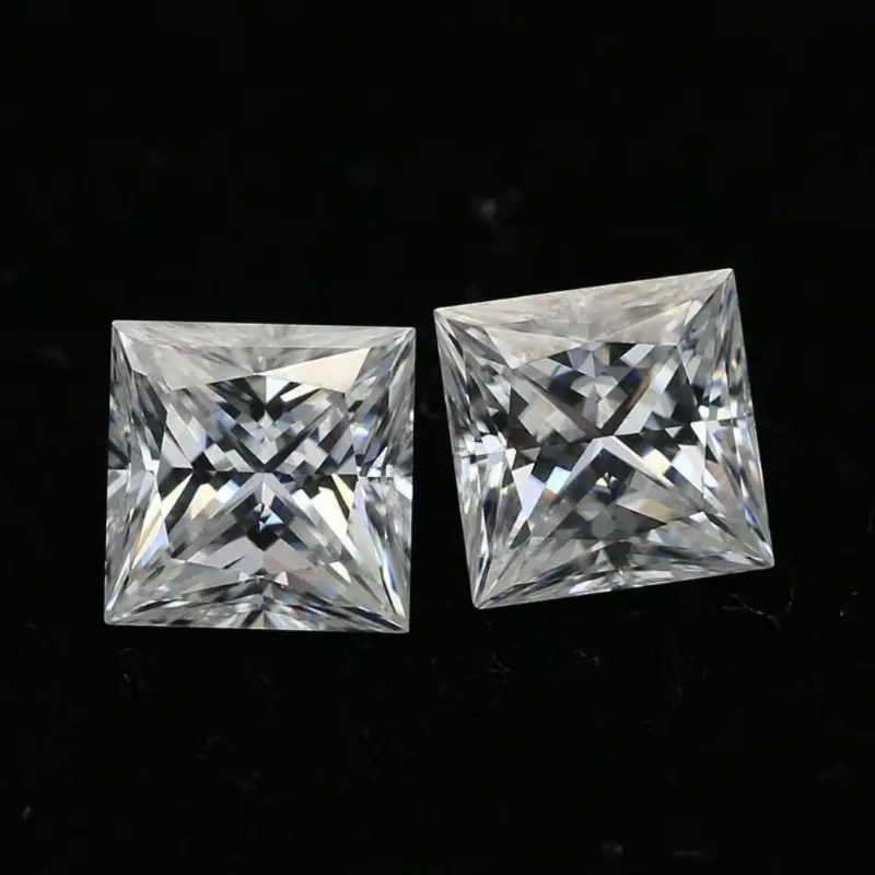 Clear Colorless Princess Cut Moissanite Loose Stones Wholesale