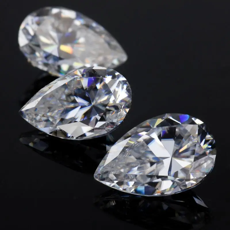 Full White Pear Cut 2 Carat Moissanite Loose Stone Certified Gemstone