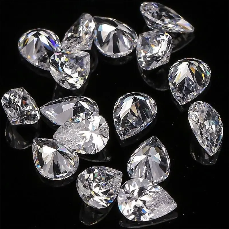 Full White Pear Cut 2 Carat Moissanite Loose Stone Certified Gemstone