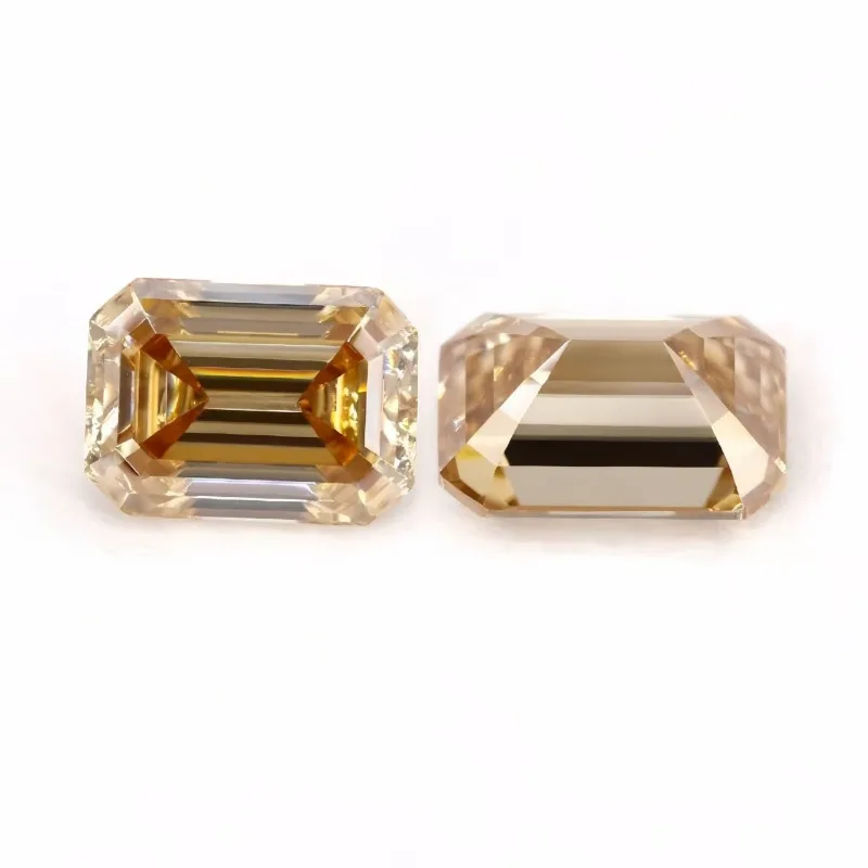 Luxury Champagne Emerald Cut Loose Moissanite Stones Wholesale