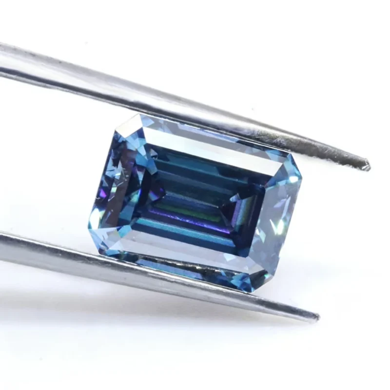 Pure Emerald Shape Loose Blue Moissanite Stones Jewelry Making