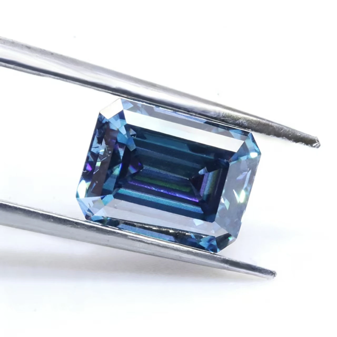 Pure Emerald Shape Loose Blue Moissanite Stones Jewelry Making