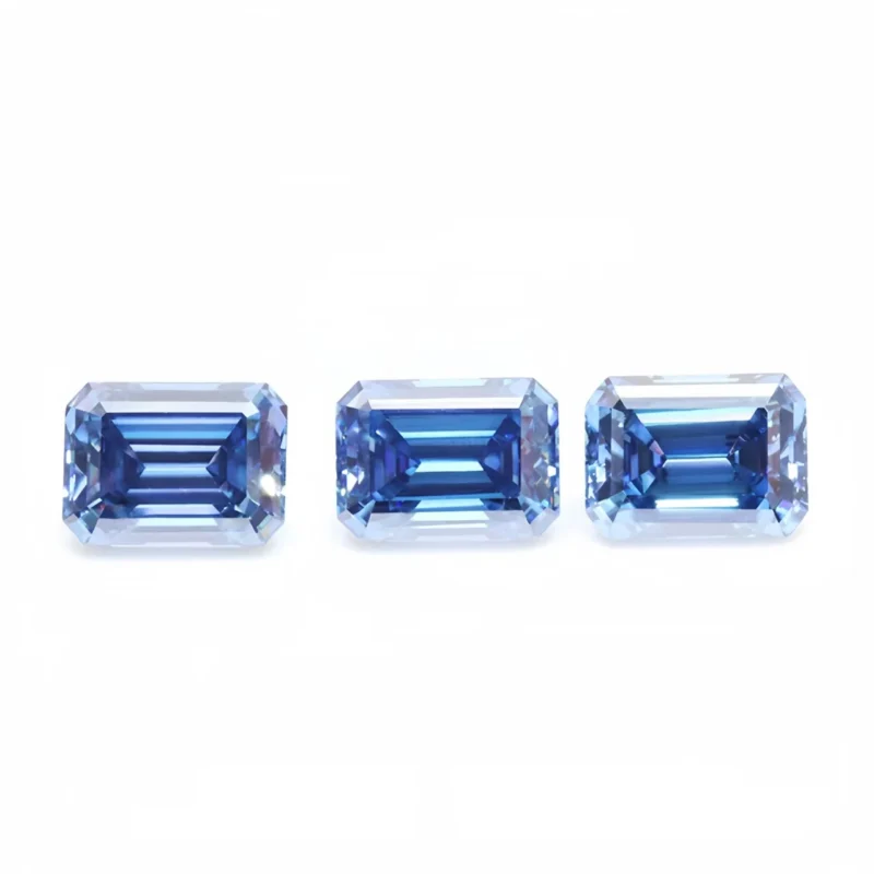 Pure Emerald Shape Loose Blue Moissanite Stones Jewelry Making