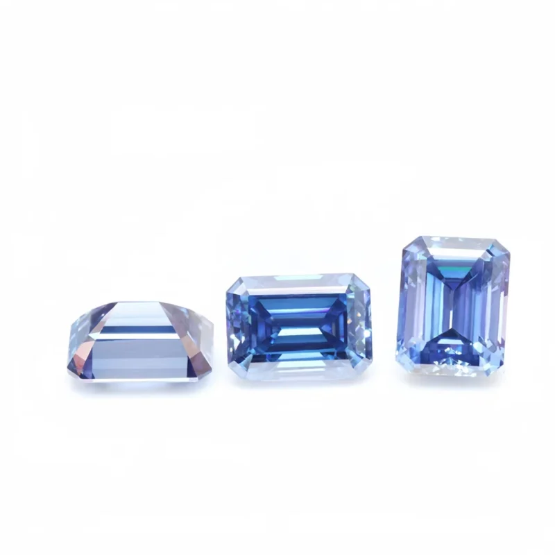 Pure Emerald Shape Loose Blue Moissanite Stones Jewelry Making