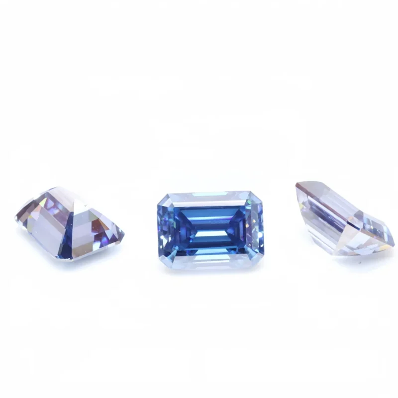 Pure Emerald Shape Loose Blue Moissanite Stones Jewelry Making