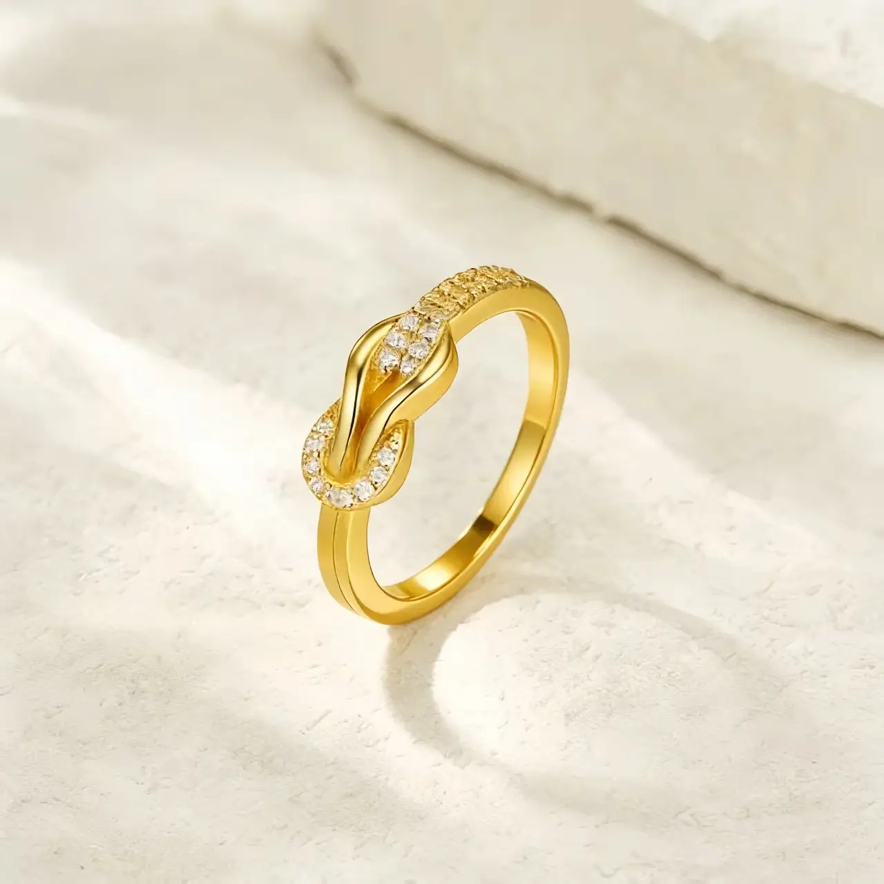 Unique Connection Knot Moissanite Wedding Band Rings in Three Colors