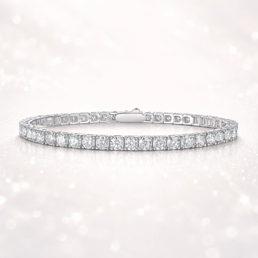 Dainty 2-6.5mm Micro-Pave Moissanite Diamond Tennis Bracelet Birthday Gift