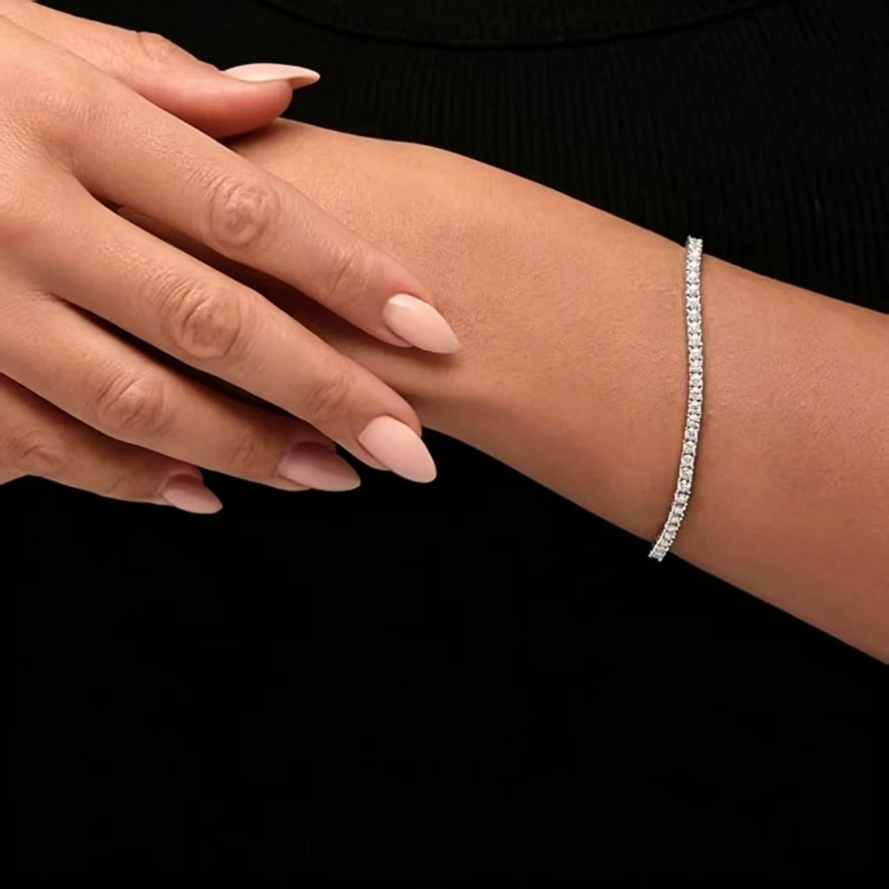 Dainty 2-6.5mm Micro-Pave Moissanite Diamond Tennis Bracelet Birthday Gift