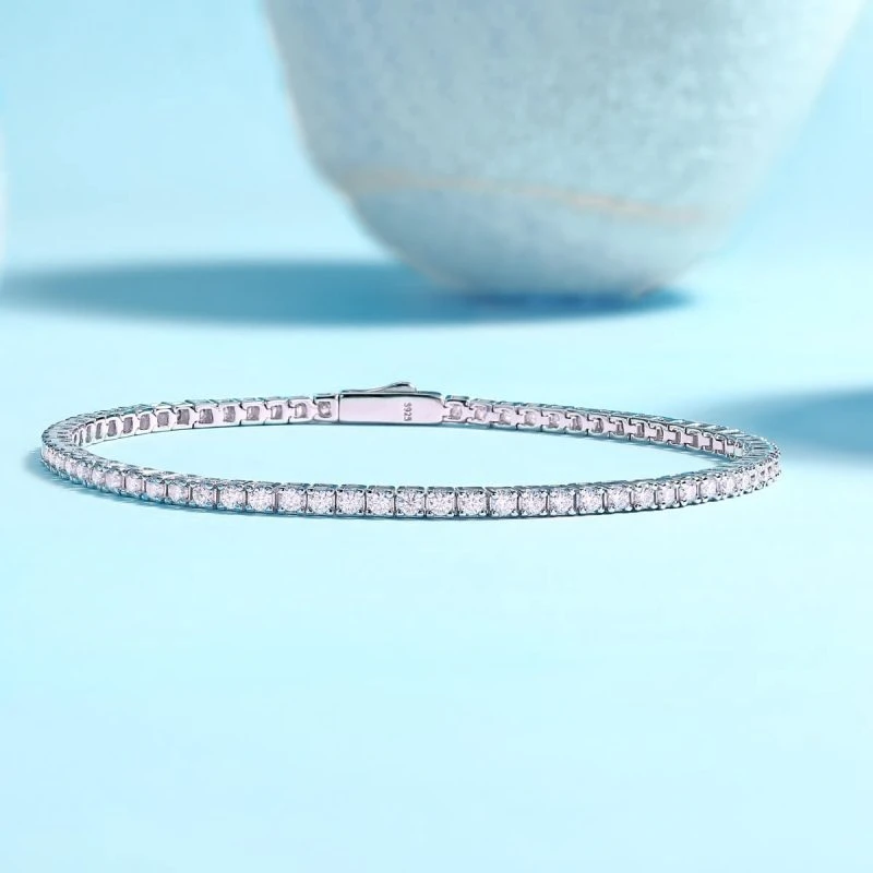 Dainty 2-6.5mm Micro-Pave Moissanite Diamond Tennis Bracelet Birthday Gift