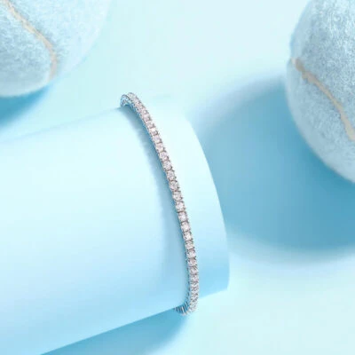 Dainty 2-6.5mm Micro-Pave Moissanite Diamond Tennis Bracelet Birthday Gift