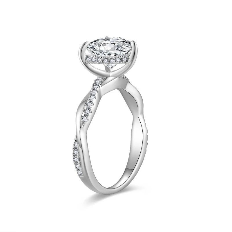 Dainty Twist Heart Shape 2 Carat Moissanite Ring Engagement Wedding Jewelry