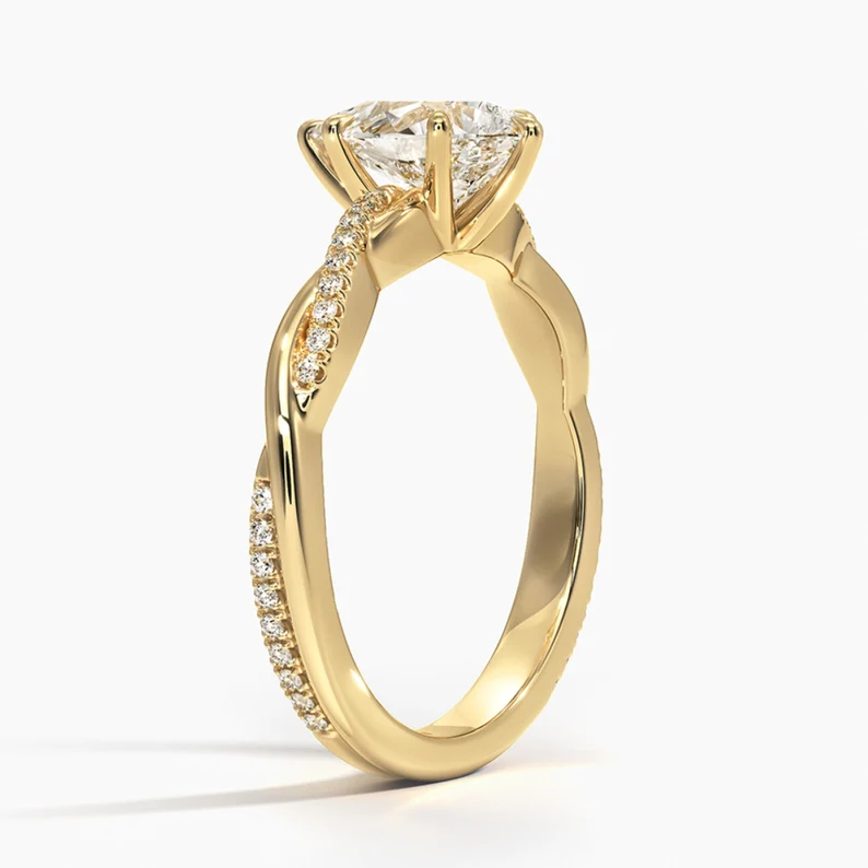 Dazzling Large Carat Waterdrop Moissanite Pear Engagement Rings Twisted Band