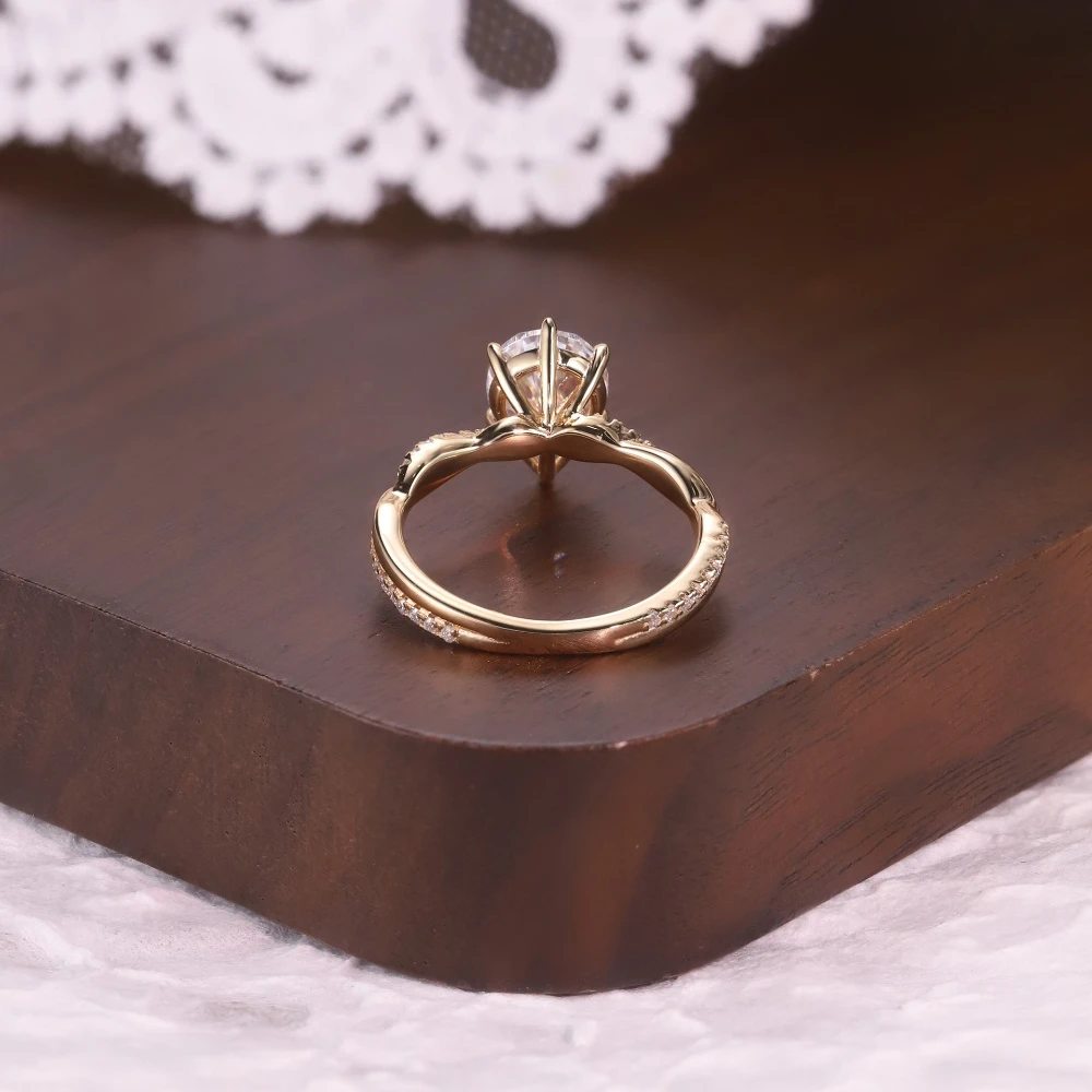 Dazzling Large Carat Waterdrop Moissanite Pear Engagement Rings Twisted Band