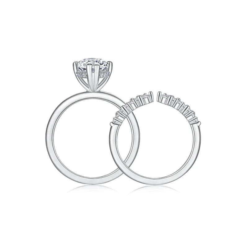 High-End Marquise Bridal Stackable Moissanite Engagement Ring Set