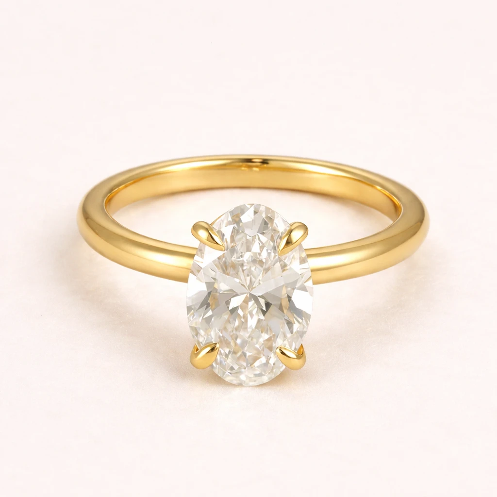 Luxury Oval Cut Lab-Grown Diamond 18K Yellow Gold Engagement Ring IGI Certificate