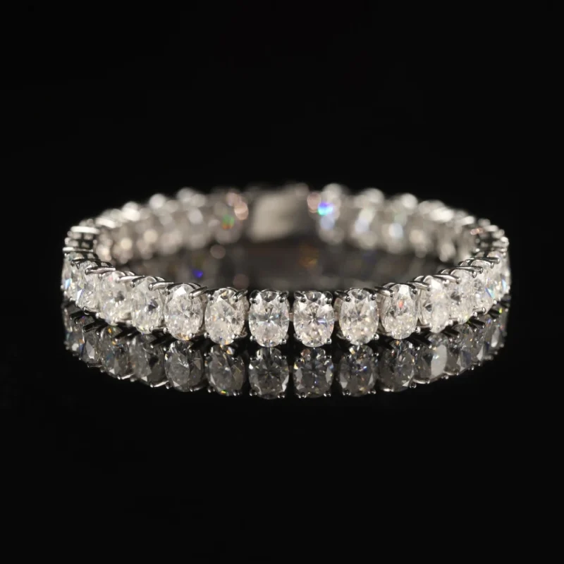 Premium 3-5mm Oval Sterling Silver Moissanite Tennis Bracelet Men Women