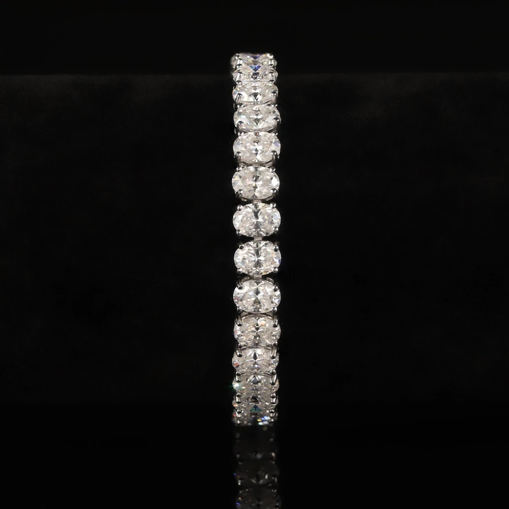 Premium 3-5mm Oval Sterling Silver Moissanite Tennis Bracelet Men Women