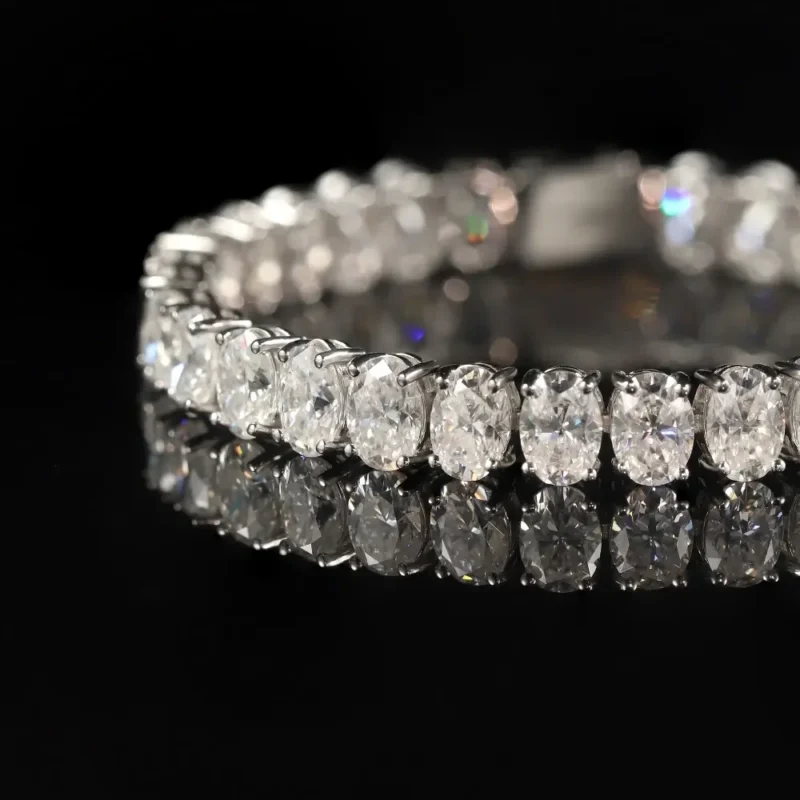 Premium 3-5mm Oval Sterling Silver Moissanite Tennis Bracelet Men Women