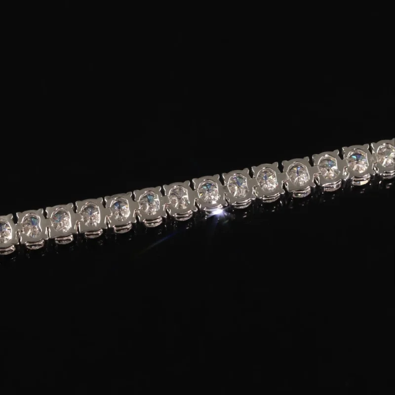Premium 3-5mm Oval Sterling Silver Moissanite Tennis Bracelet Men Women