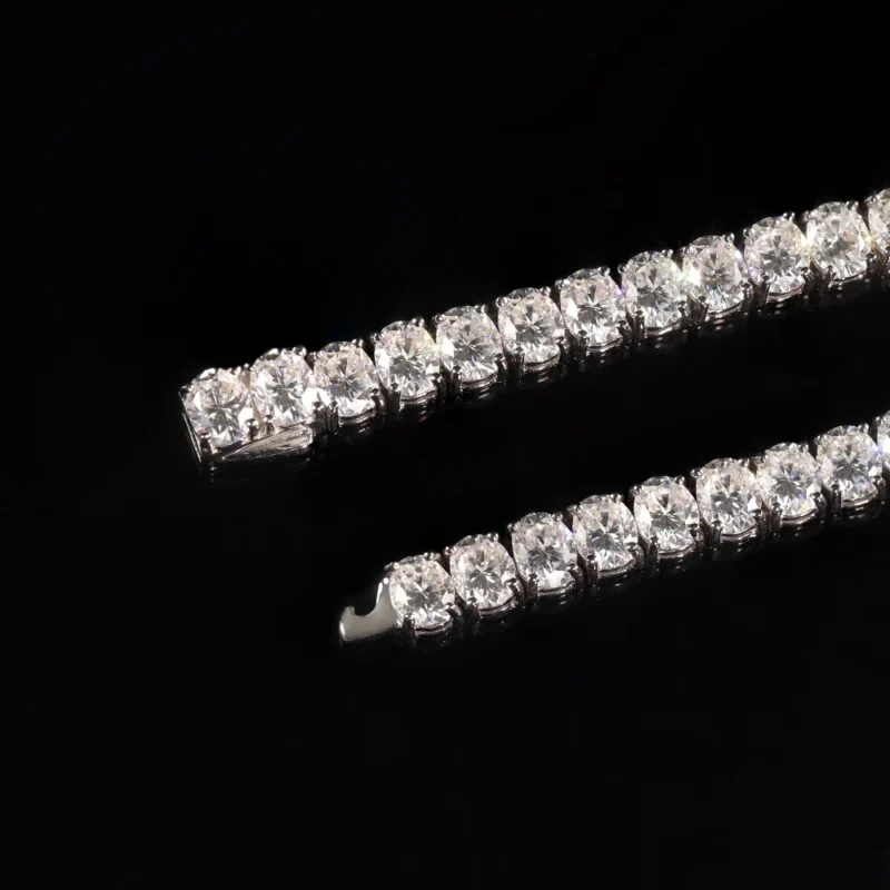 Premium 3-5mm Oval Sterling Silver Moissanite Tennis Bracelet Men Women