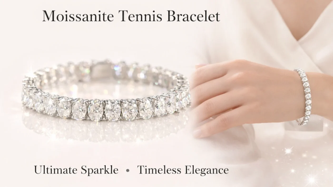 Premium 3-5mm Oval Sterling Silver Moissanite Tennis Bracelet Men Women