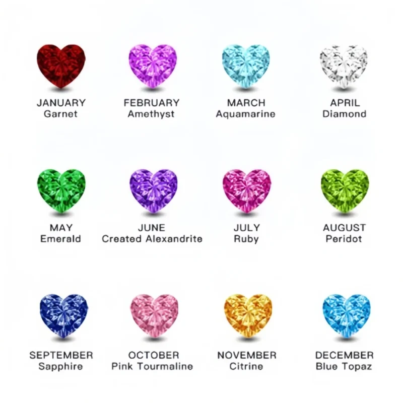 Refined Double Hearts Personalized Engraved Birthstone Rings Gift for Mom Wife