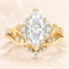 Retro Stackable Leaf 1CT Marquise Cut Moissanite Engagement Ring
