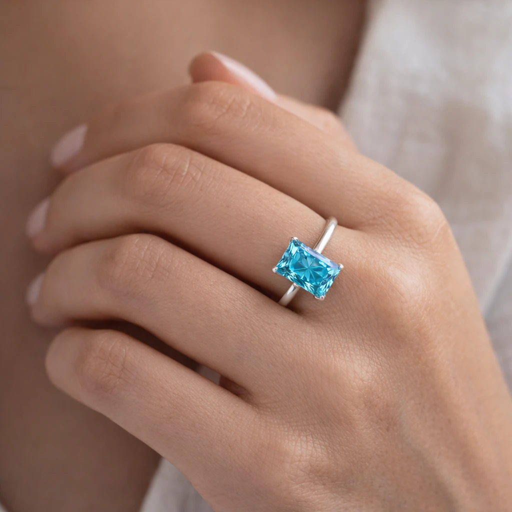 Sparkling Radiant Cut 2 Carat Colored Moissanite Engagement Rings