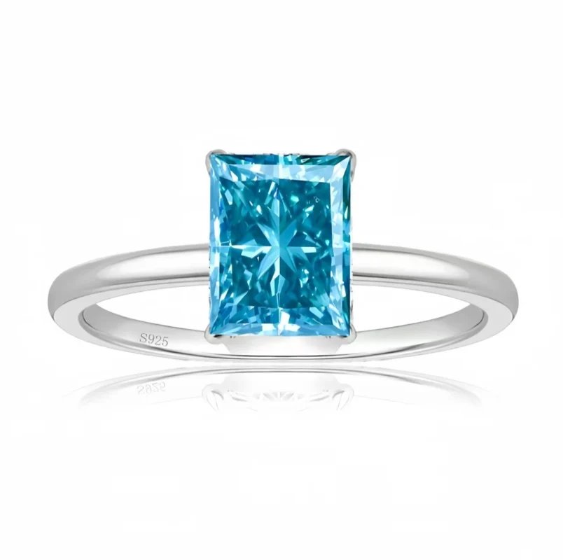Sparkling Radiant Cut 2 Carat Colored Moissanite Engagement Rings