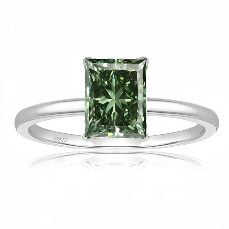 Sparkling Radiant Cut 2 Carat Colored Moissanite Engagement Rings