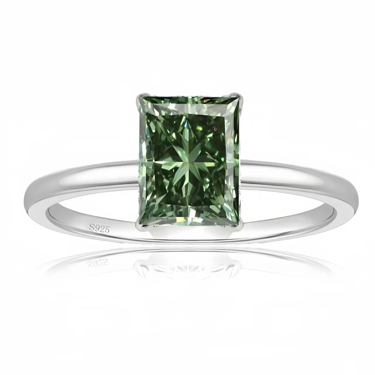 Sparkling Radiant Cut 2 Carat Colored Moissanite Engagement Rings