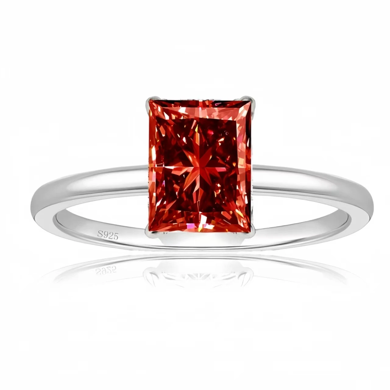 Sparkling Radiant Cut 2 Carat Colored Moissanite Engagement Rings