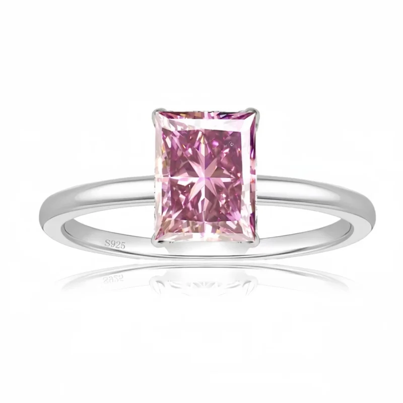 Sparkling Radiant Cut 2 Carat Colored Moissanite Engagement Rings