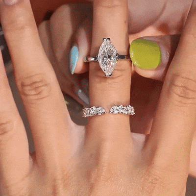High-End Marquise Bridal Stackable Moissanite Engagement Ring Set