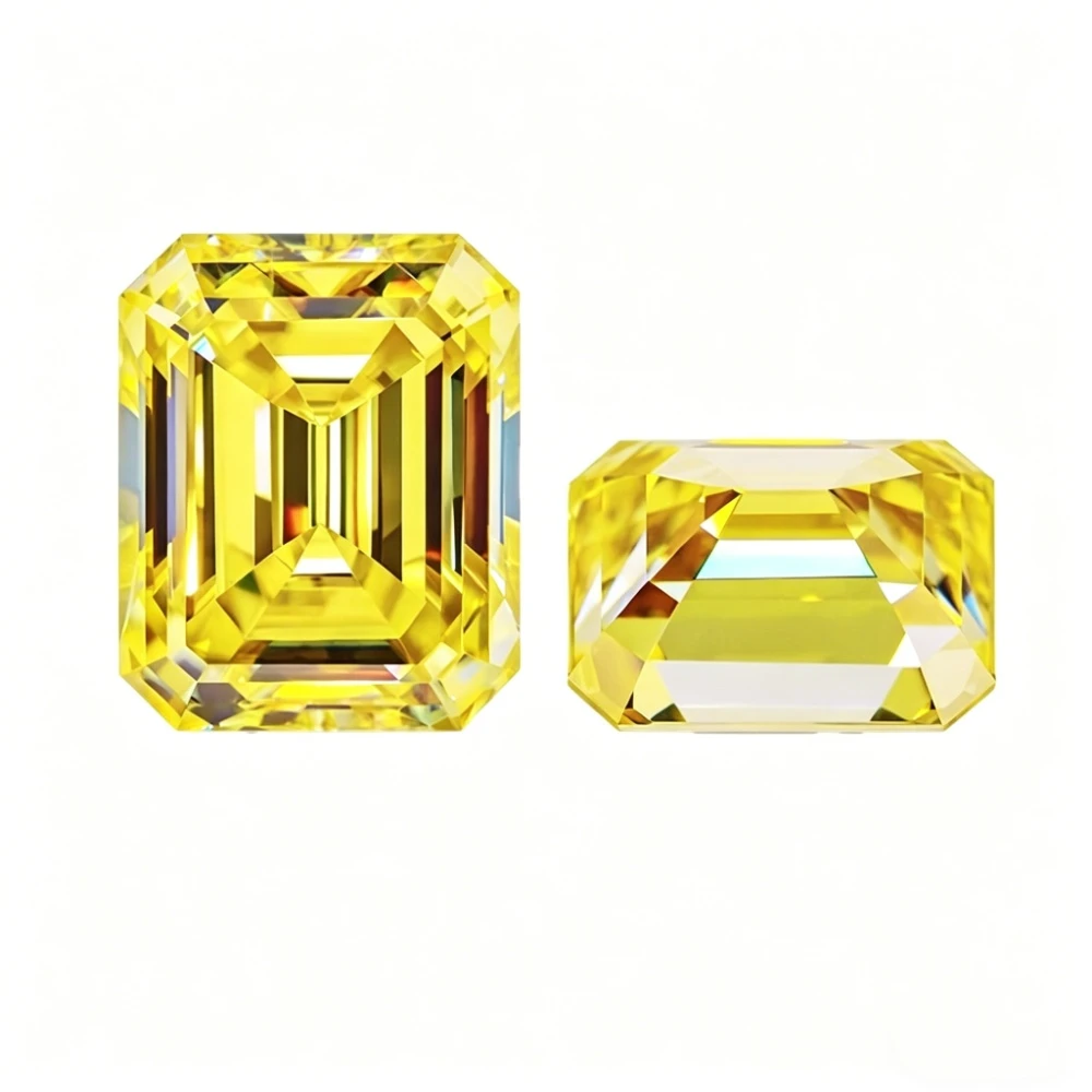 Brilliant Emerald Cut Yellow Moissanite Loose Stone DIY Jewelry Making - Image 7