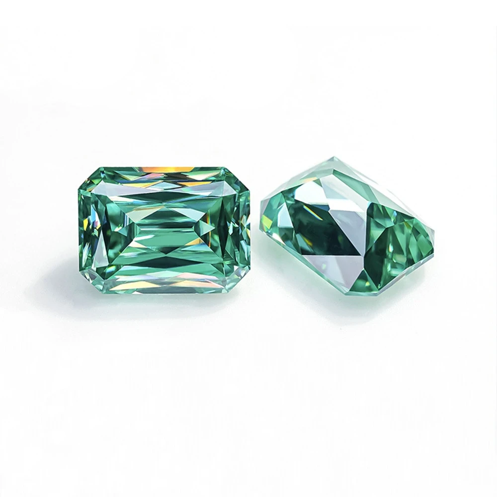 Emerald Green 0.5-12CT Radiant Cut Moissanite Loose Stone Bulk