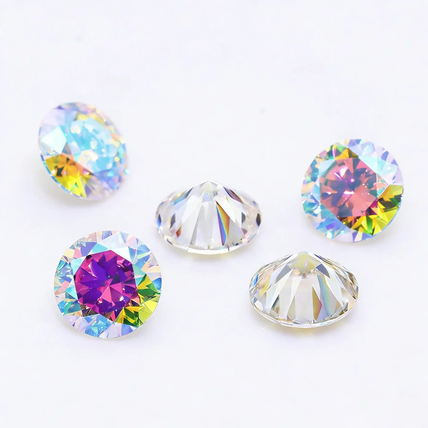 Fancy Round 0.1-6CT AB Colored Moissanite Loose Stones Wholesale