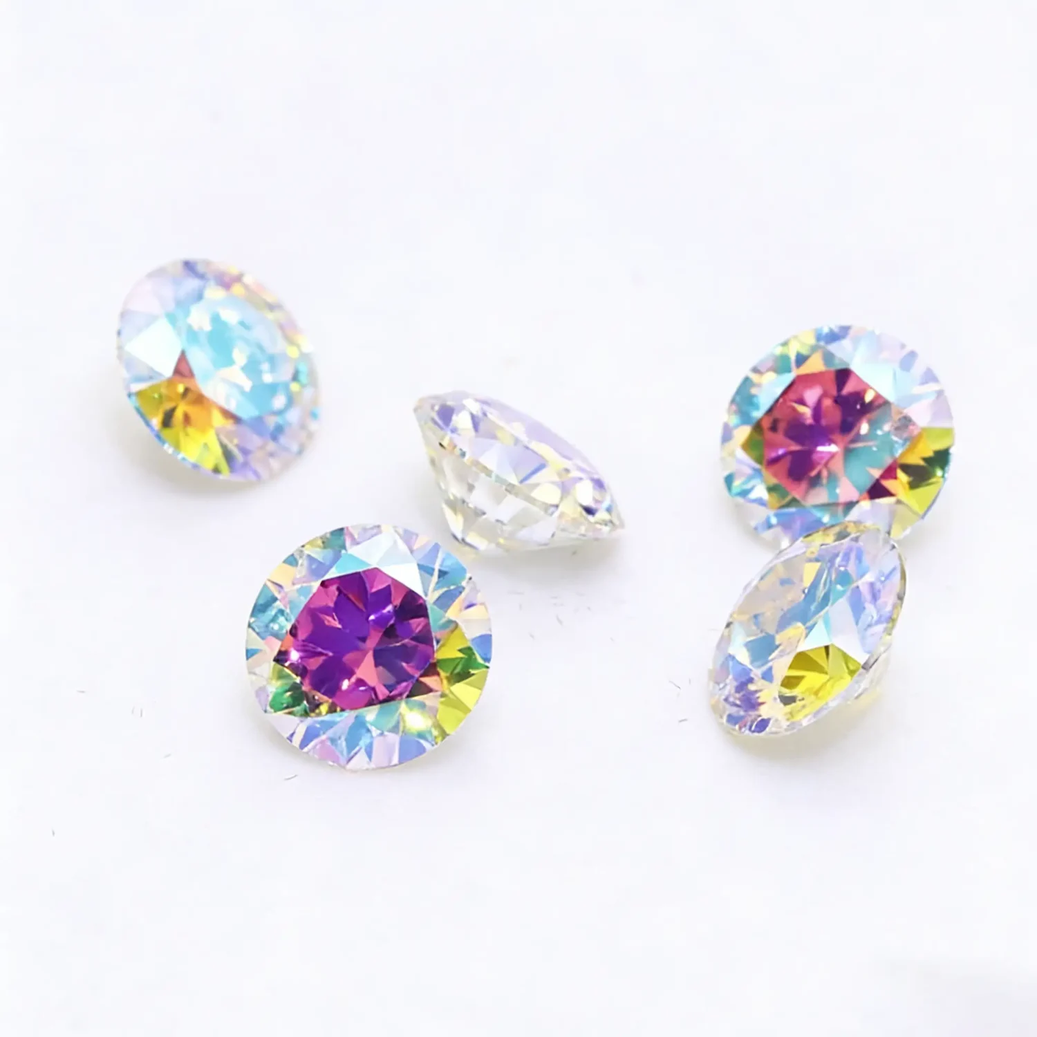 Fancy Round 0.1-6CT AB Colored Moissanite Loose Stones Wholesale