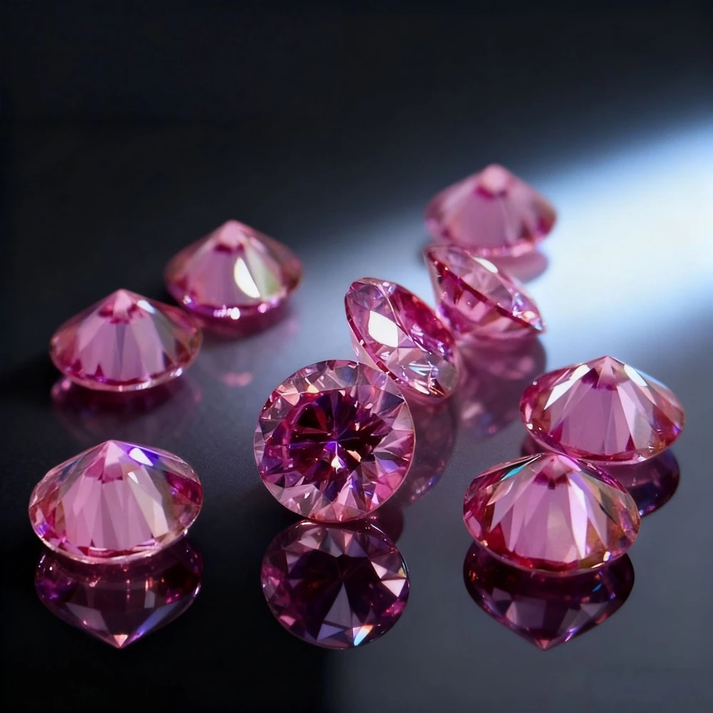 Fantasy Round Pink Moissanite Loose Stones Wholesale GRA Certificate