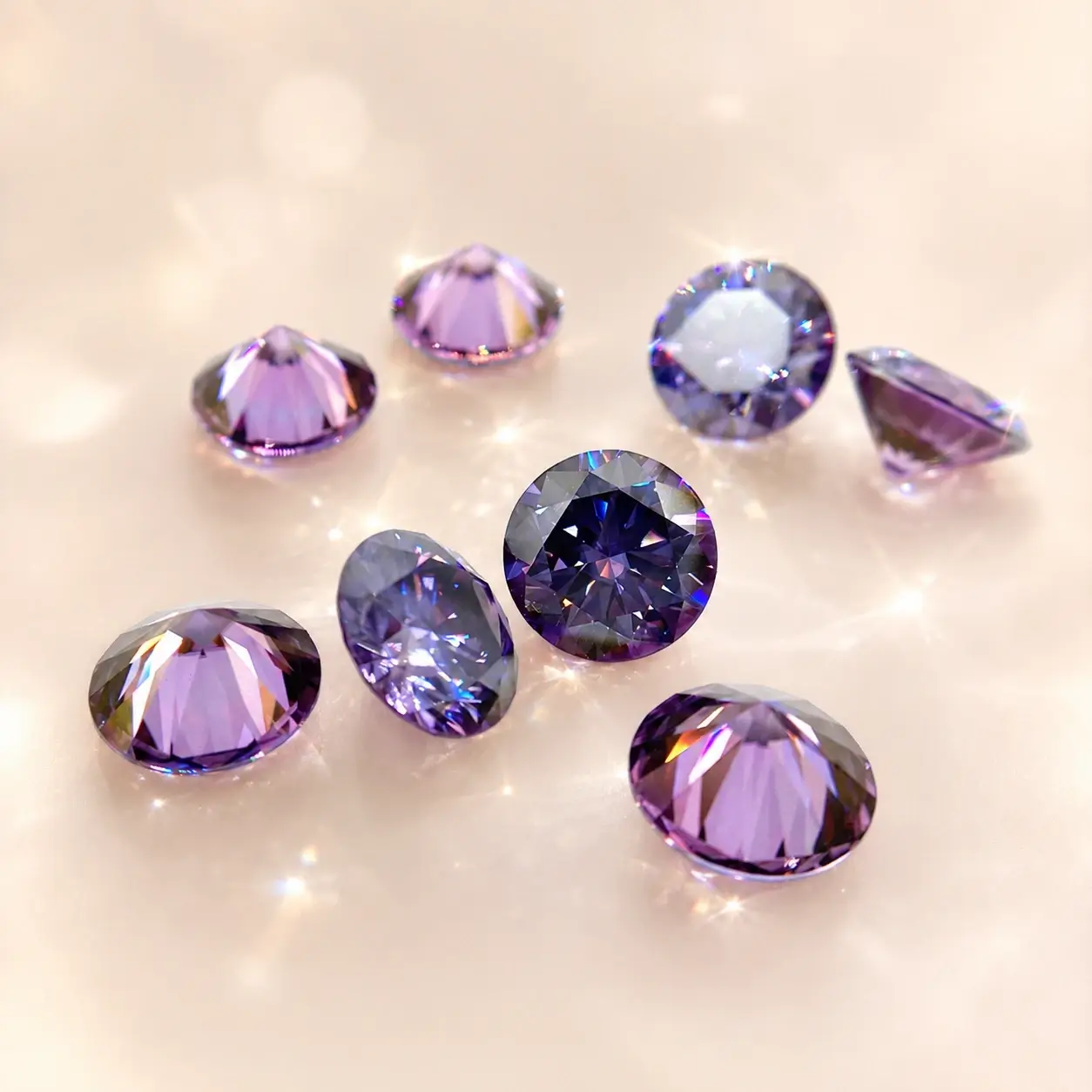 High-Quality Round Shape Purple Moissanite Gemstones Wholesale