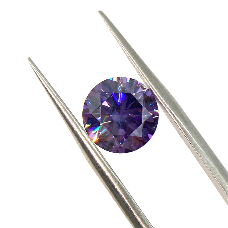 High-Quality Round Shape Purple Moissanite Gemstones Wholesale